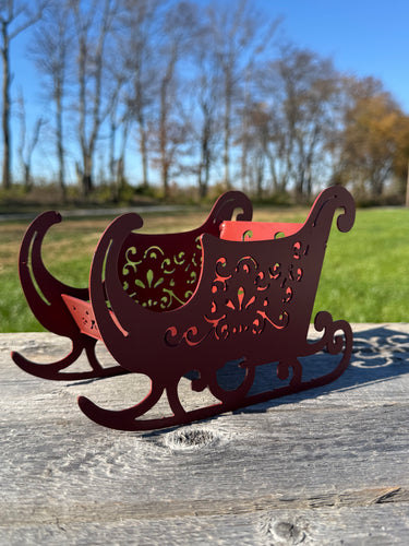 Santa sleigh candle holder